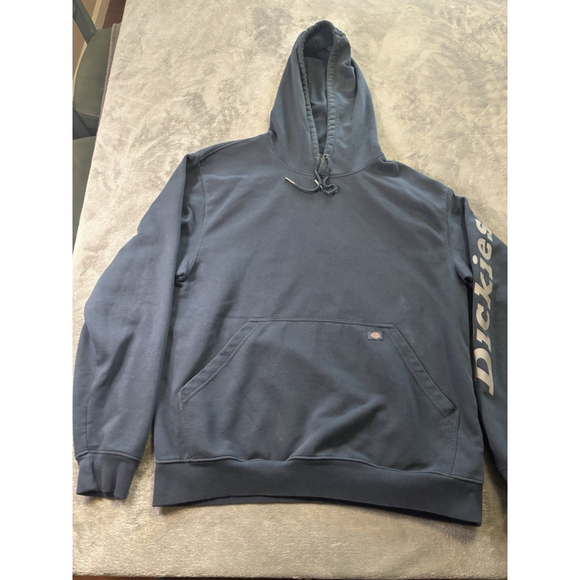 Dickies Men’s XL Navy Hoodie Pullover Kangaroo Pocket Logo Sleeve Workwear - Picture 1 of 6